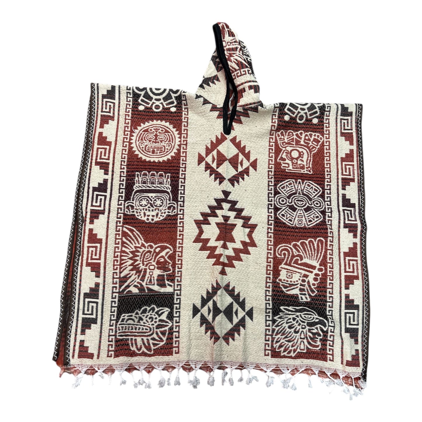 Sheep-Wool Mexican Poncho With hoodie