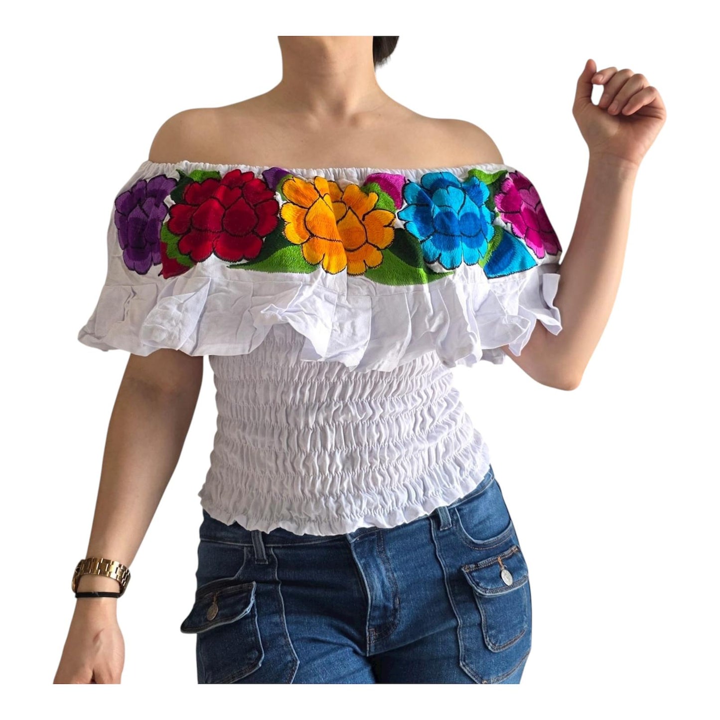 Campesina - Off Shoulder Mexican Blouse Elastic Waist
