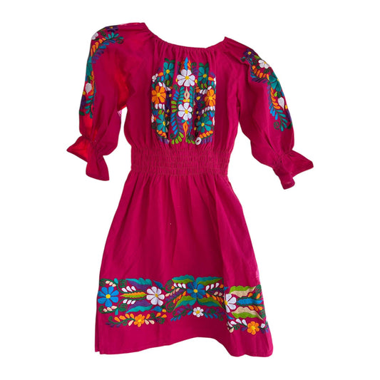 Lucy Dress- Mexican Dress Elastic Waist, 3/4 sleeves