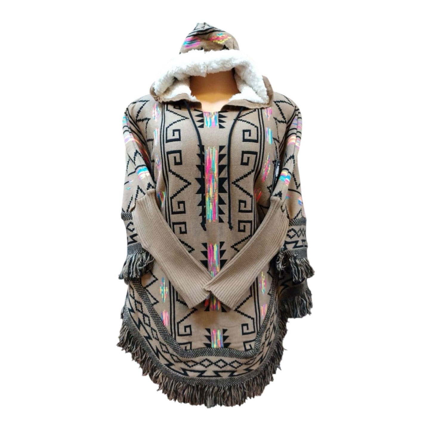 Mexican Poncho With Sleeves and hoodie