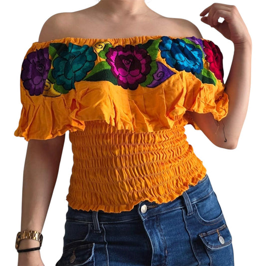 Campesina - Off Shoulder Mexican Blouse Elastic Waist