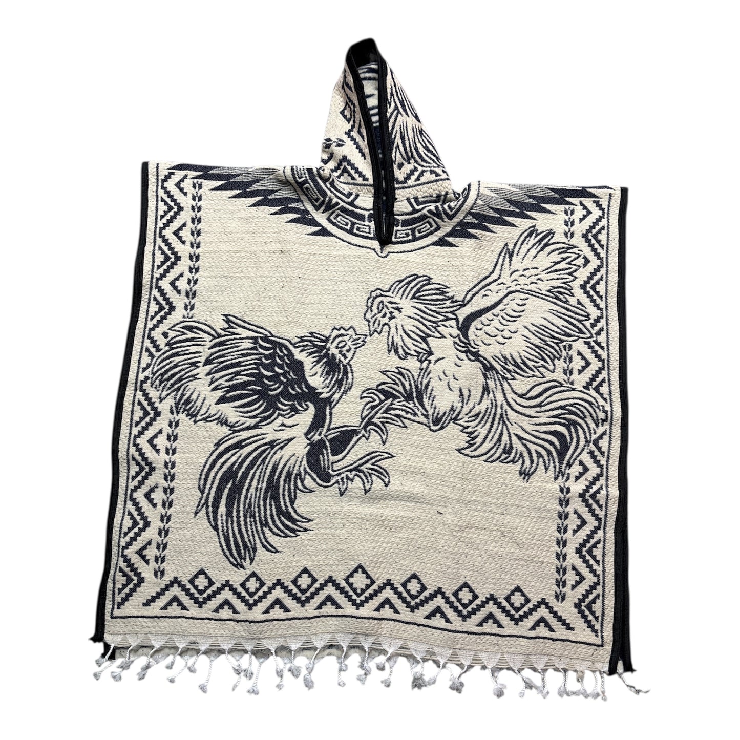 Sheep-Wool Mexican Poncho With hoodie