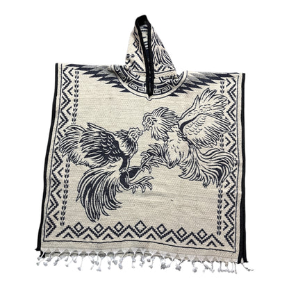 Sheep-Wool Mexican Poncho With hoodie