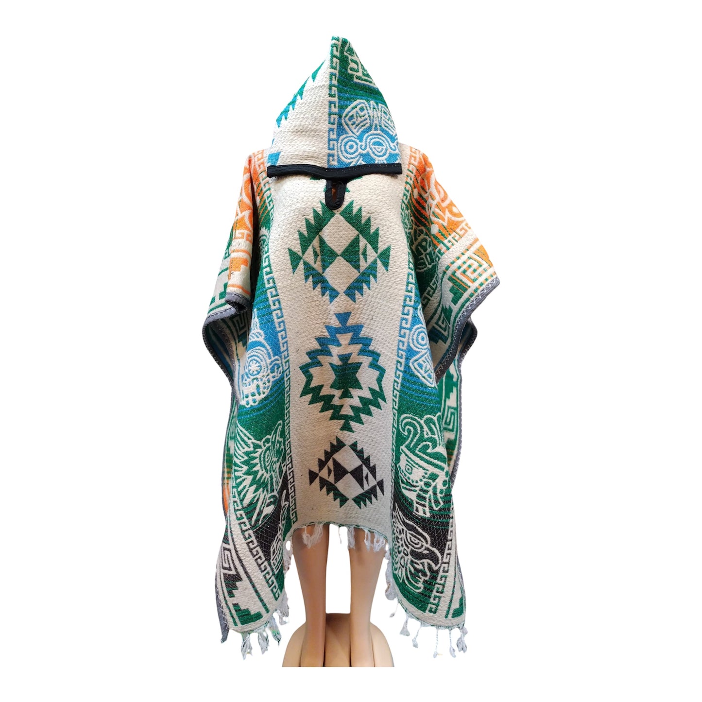 Sheep-Wool Mexican Poncho With hoodie