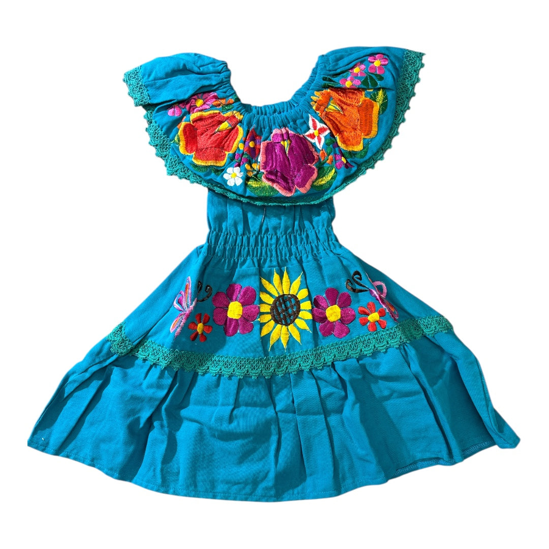 Girls Campesina Mexican Embroidered Dress