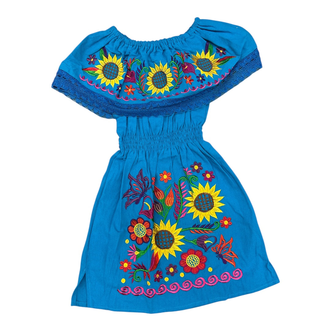 Girls Campesina Mexican Embroidered Dress